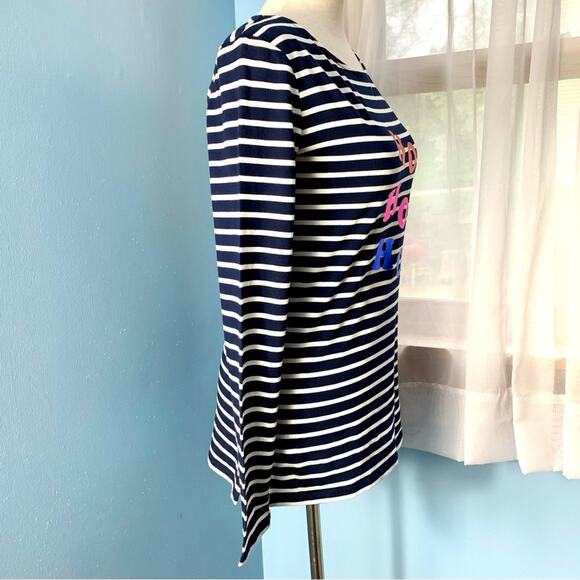 NWT Boden Breton "Ho Ho Ho" Navy Striped Top Size 4 - Picture 5 of 9